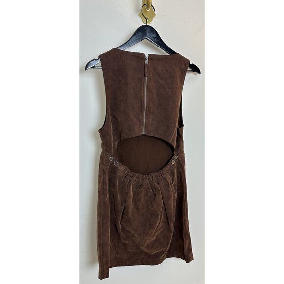 FREE PEOPLE Atlas Cutout Faux Suede Minidress in Chicory Coffee Size Medium - Picture 8 of 14